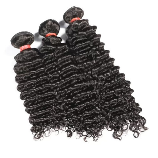 Mixed Strands Luxury Hair The Deep Coil curly  #1B Dark Brown 100% Virgin Human Hair Extensions