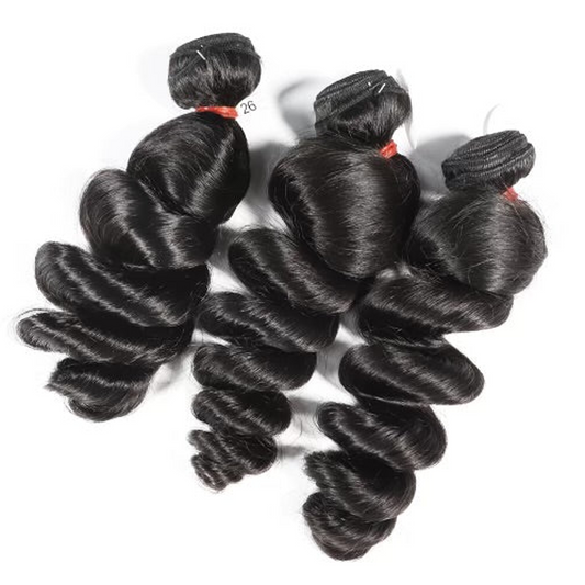 Mixed Strands Luxury Hair The Hollywood Loose Curly weft Bundles #1B Dark Brown 100% Virgin Human Hair Extensions